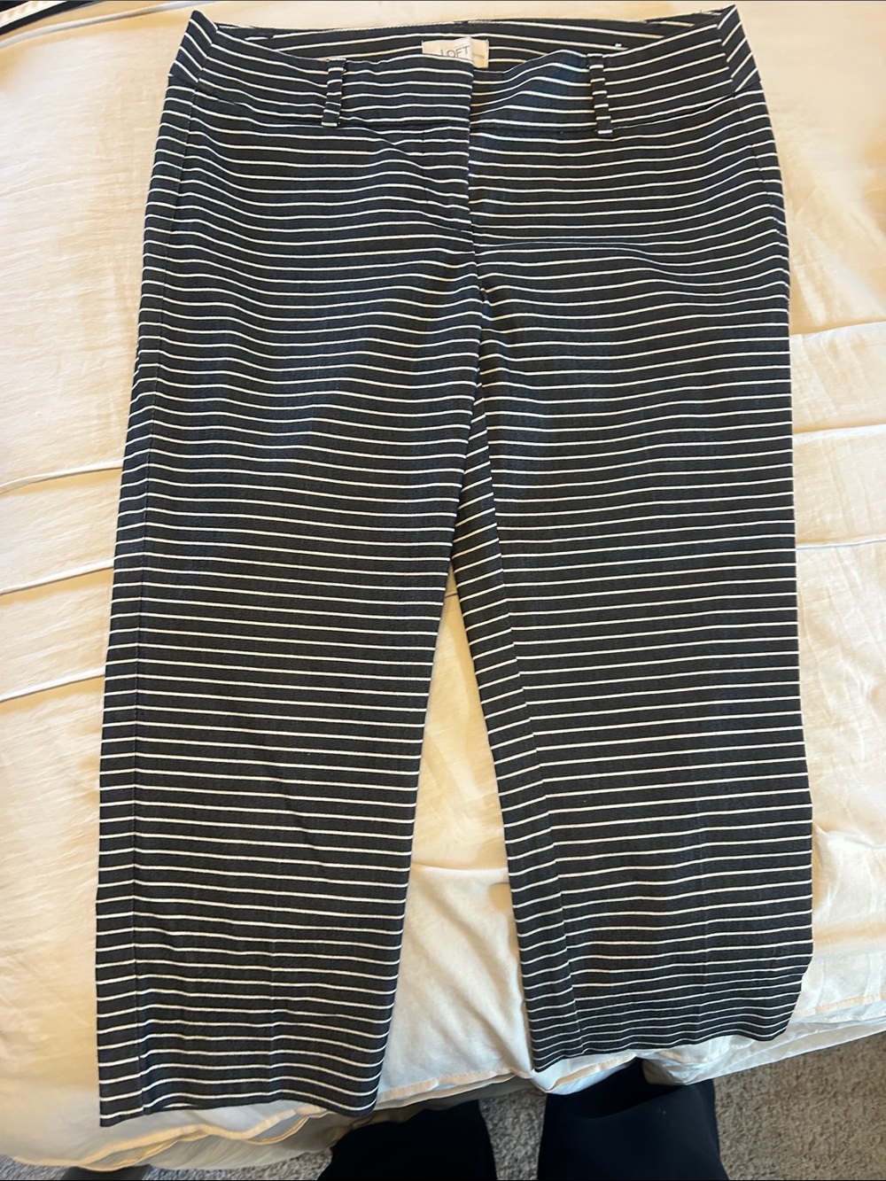 Black & White Striped Womens Capri Pants